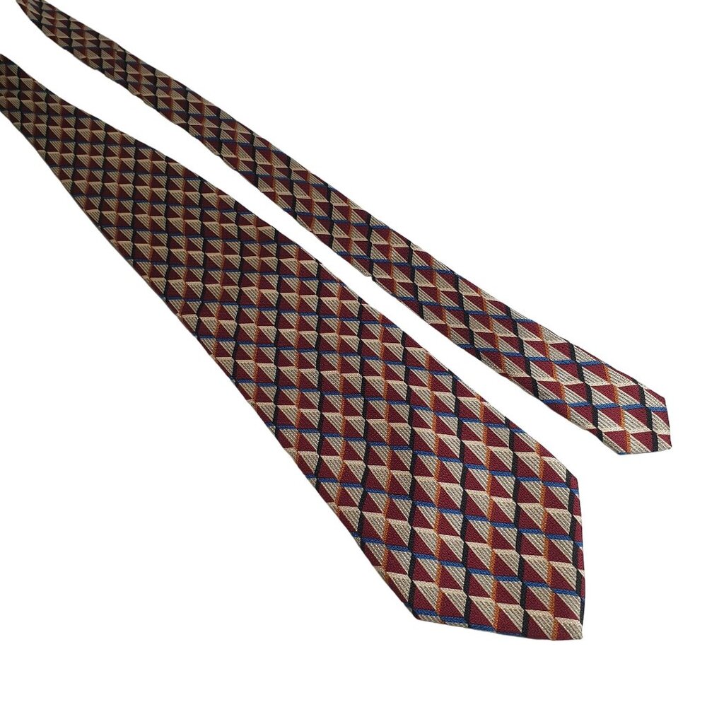 MAGA Made In Italy Geometric Patterned Silk Tie Office Designer Work Dad Gift